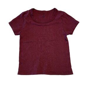 Brandy Melville Burgundy Red Short Sleeve Baby Tee T-Shirt Women's One Size OS